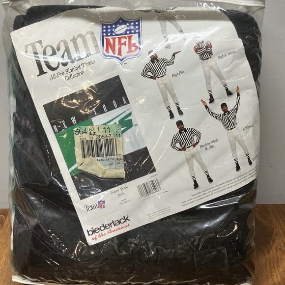 New York Jets VTG Deadstock Biederlack Stadium Blanket 60"x80" Brand New - Picture 2 of 8